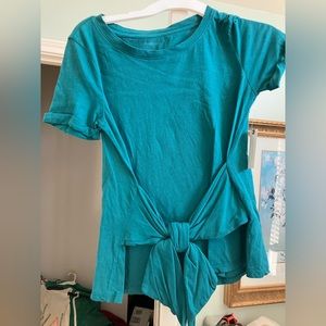 Teal tie front or back tee nwt